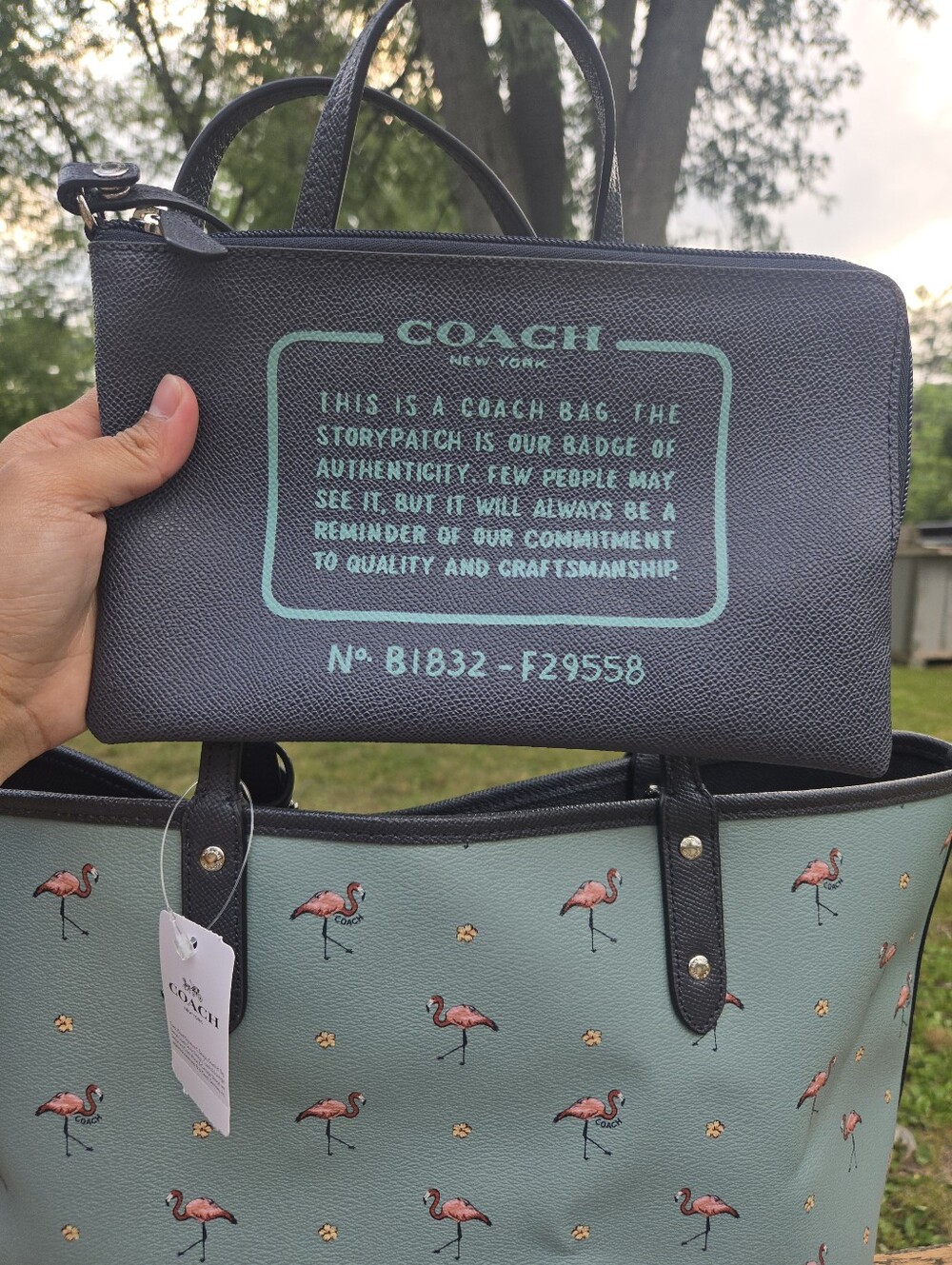 Coach Reversible Tote Bag Flamingo Print #F29558 - Picture 5 of 5